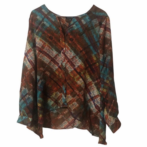 Notations Autumn Colored Shark Bite Hem Blouse - Picture 2 of 13